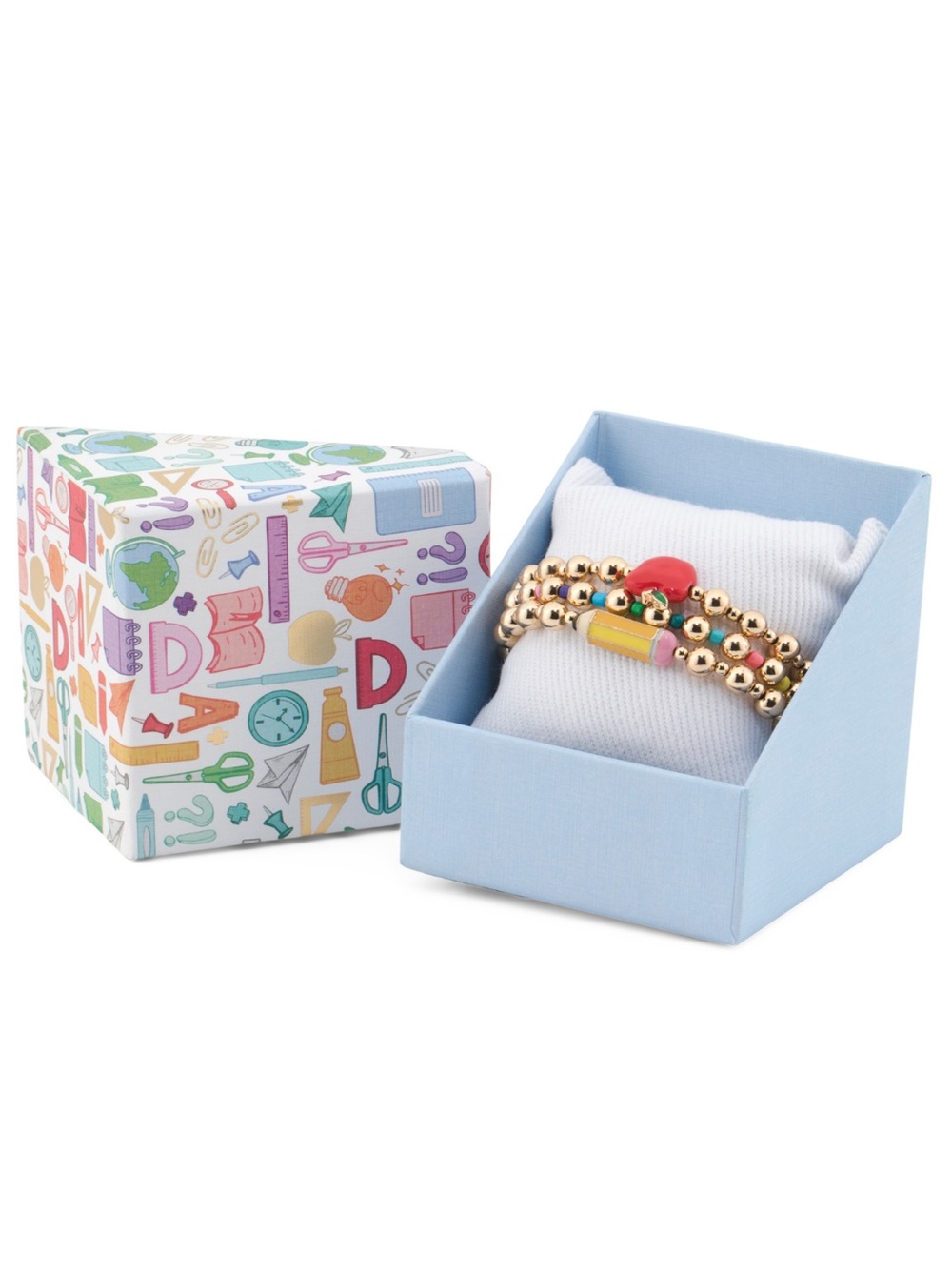 True to Form Teacher’s-themed Beaded Bracelet Stack